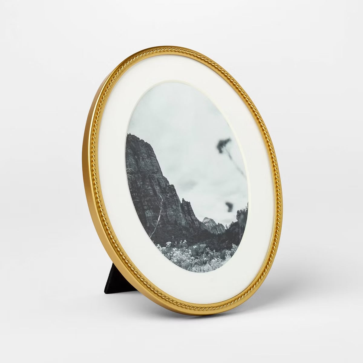 7"x9" Matted to 5"x7" Twisted Metal Oval Picture Frame - Threshold designed with Studio McGee