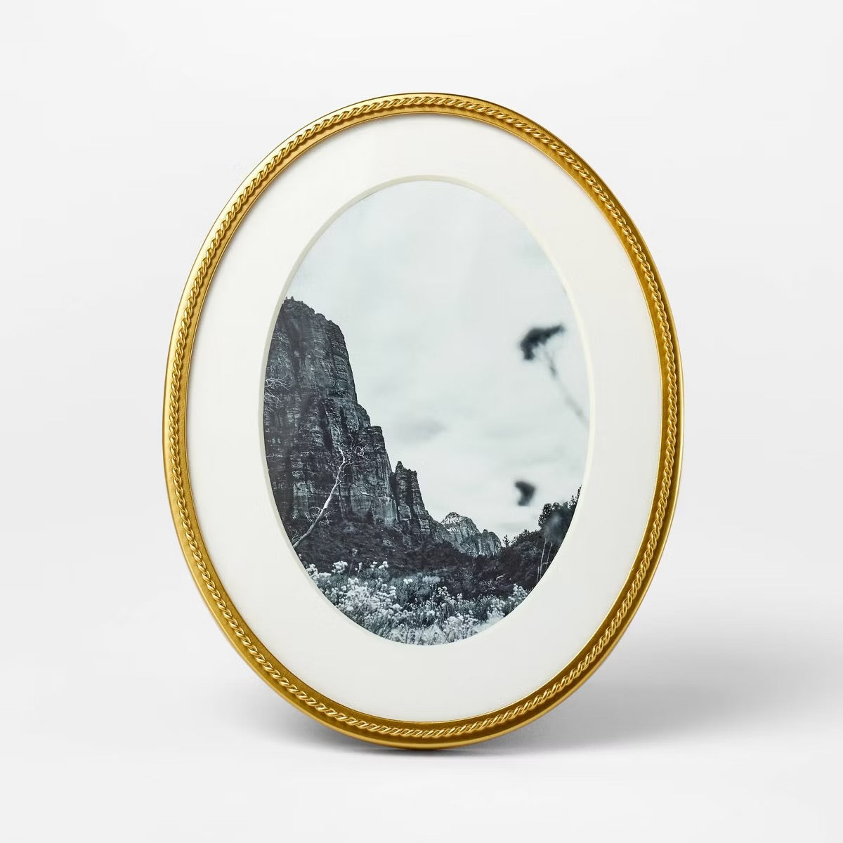 7"x9" Matted to 5"x7" Twisted Metal Oval Picture Frame - Threshold designed with Studio McGee