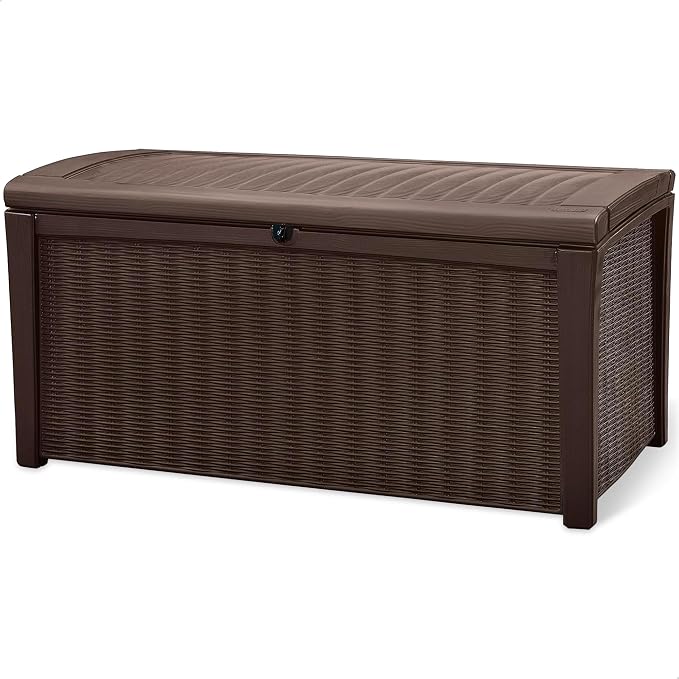 Keter Borneo Outdoor Storage Deck Box, 110 Gallon, Brown