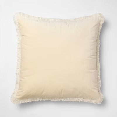 Oversized Square Solid Velvet Pillow w/ Fringe Yellow  - Threshold Designed with Studio McGee