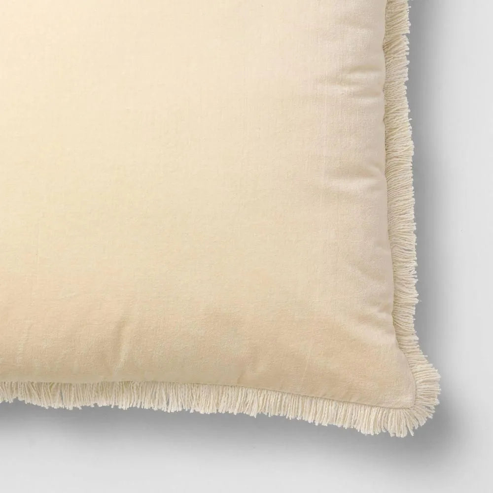 Oversized Square Solid Velvet Pillow w/ Fringe Yellow  - Threshold Designed with Studio McGee