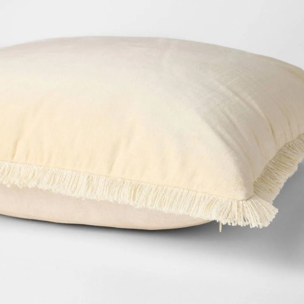 Oversized Square Solid Velvet Pillow w/ Fringe Yellow  - Threshold Designed with Studio McGee