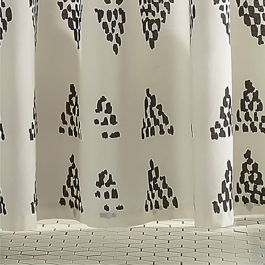 Jungalow Prosperity Shower Curtain Black/Cream 100% Cotton
