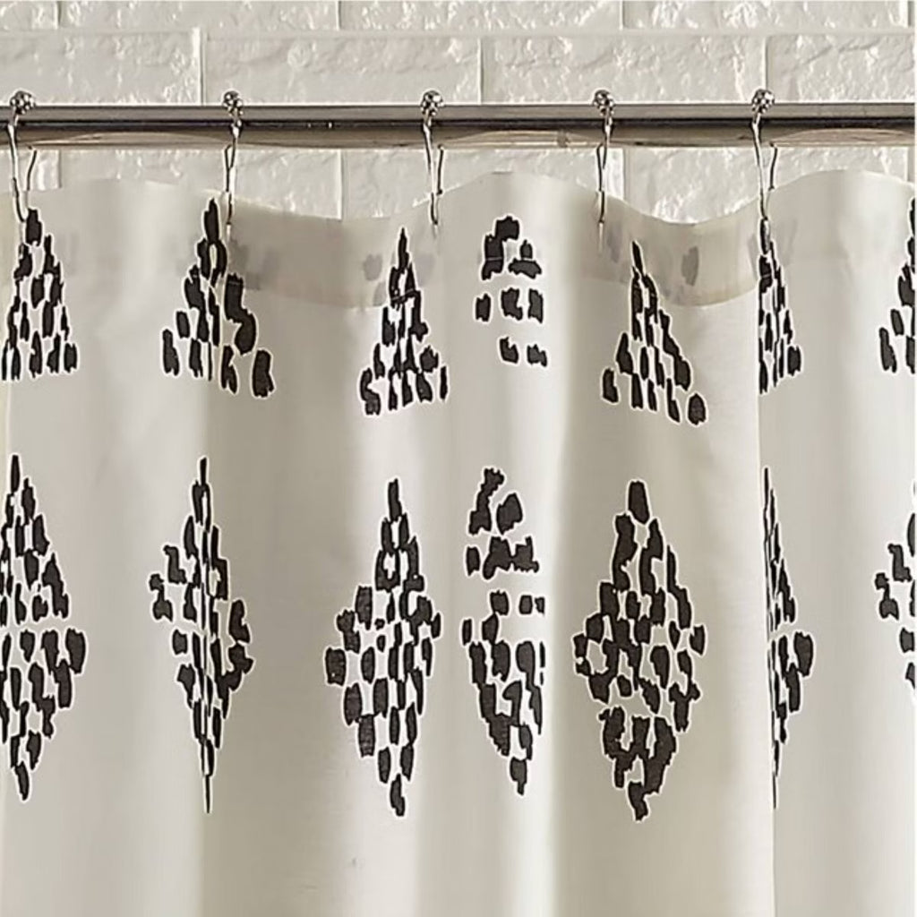 Jungalow Prosperity Shower Curtain Black/Cream 100% Cotton