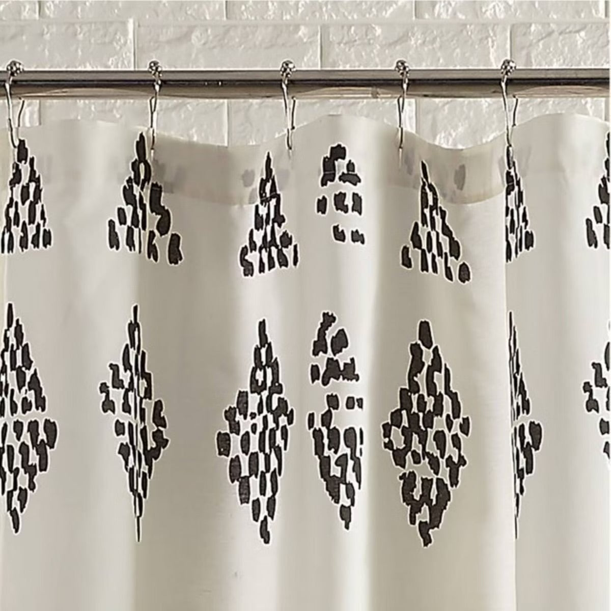 Jungalow Prosperity Shower Curtain Black/Cream 100% Cotton