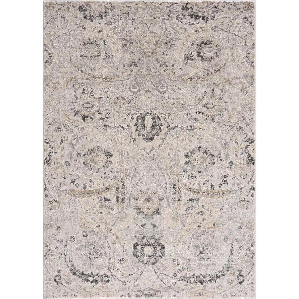 5’3 x 7’3 Obsidian Rustic Farmhouse Traditional Floral Medallion Area Rug