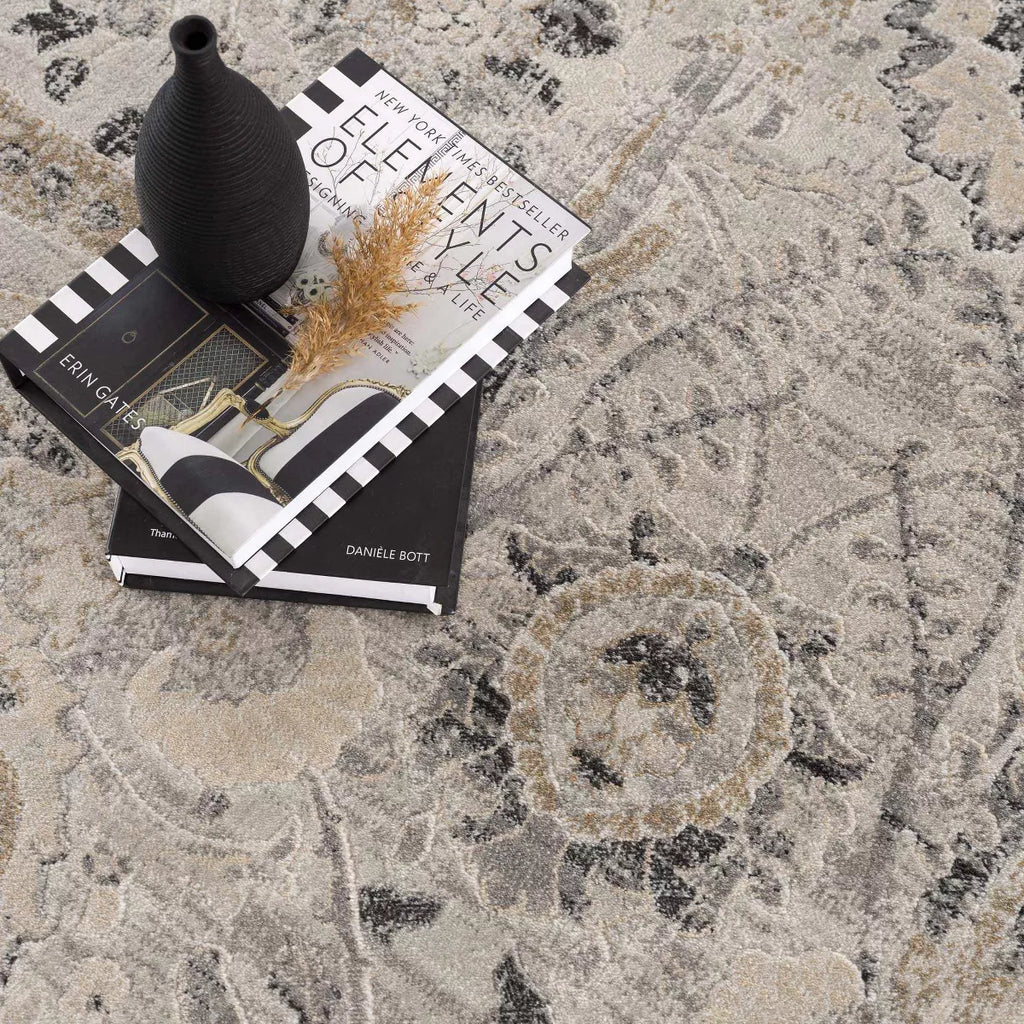 5’3 x 7’3 Obsidian Rustic Farmhouse Traditional Floral Medallion Area Rug