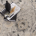 5’3 x 7’3 Obsidian Rustic Farmhouse Traditional Floral Medallion Area Rug