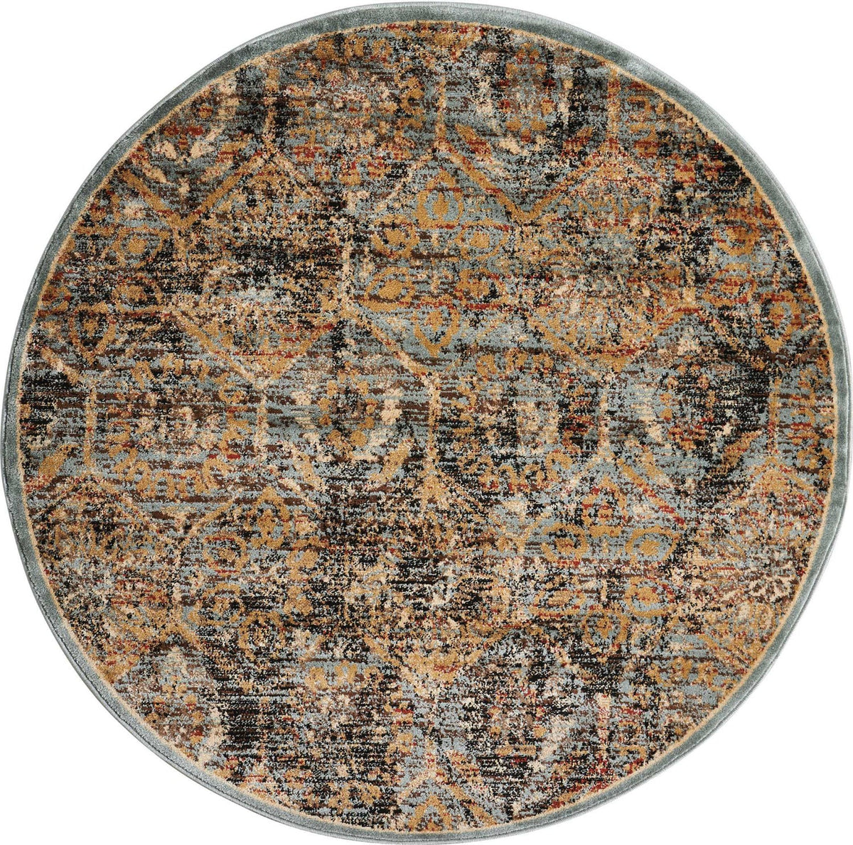 5’3 x 5’3 Round Nourison Delano Blue Area Rug
