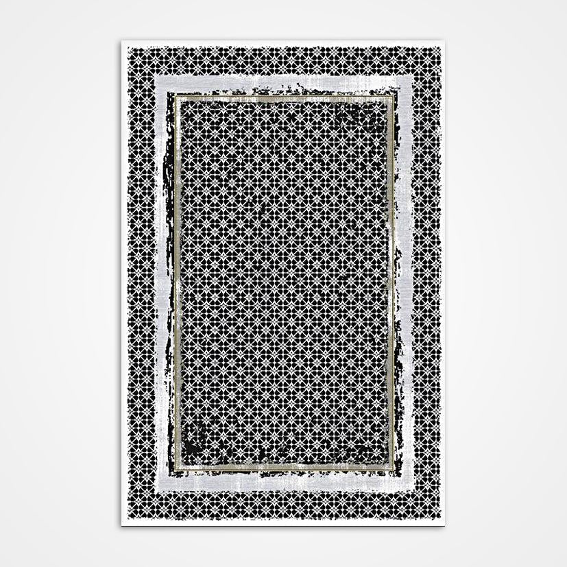 3’3 x 6’7 Black Frame Area Rug – Machine Made Polyester Rug With 6mm Pile Height