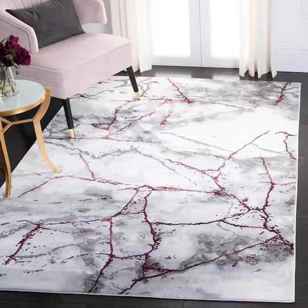 4” x 6” Craft Gray/Wine Distressed Abstract Area Rug