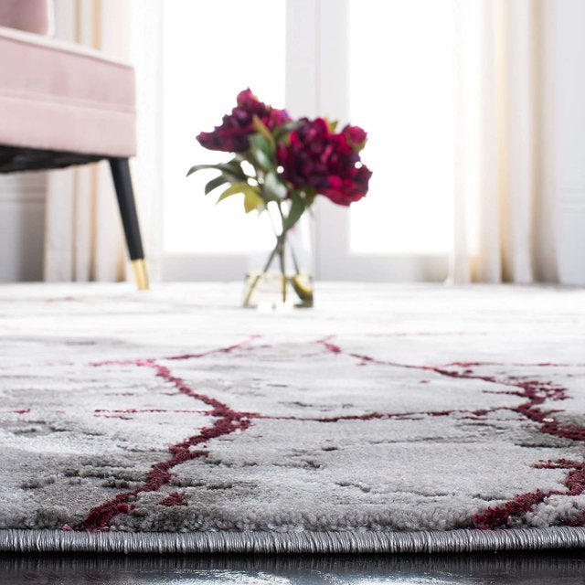 4” x 6” Craft Gray/Wine Distressed Abstract Area Rug