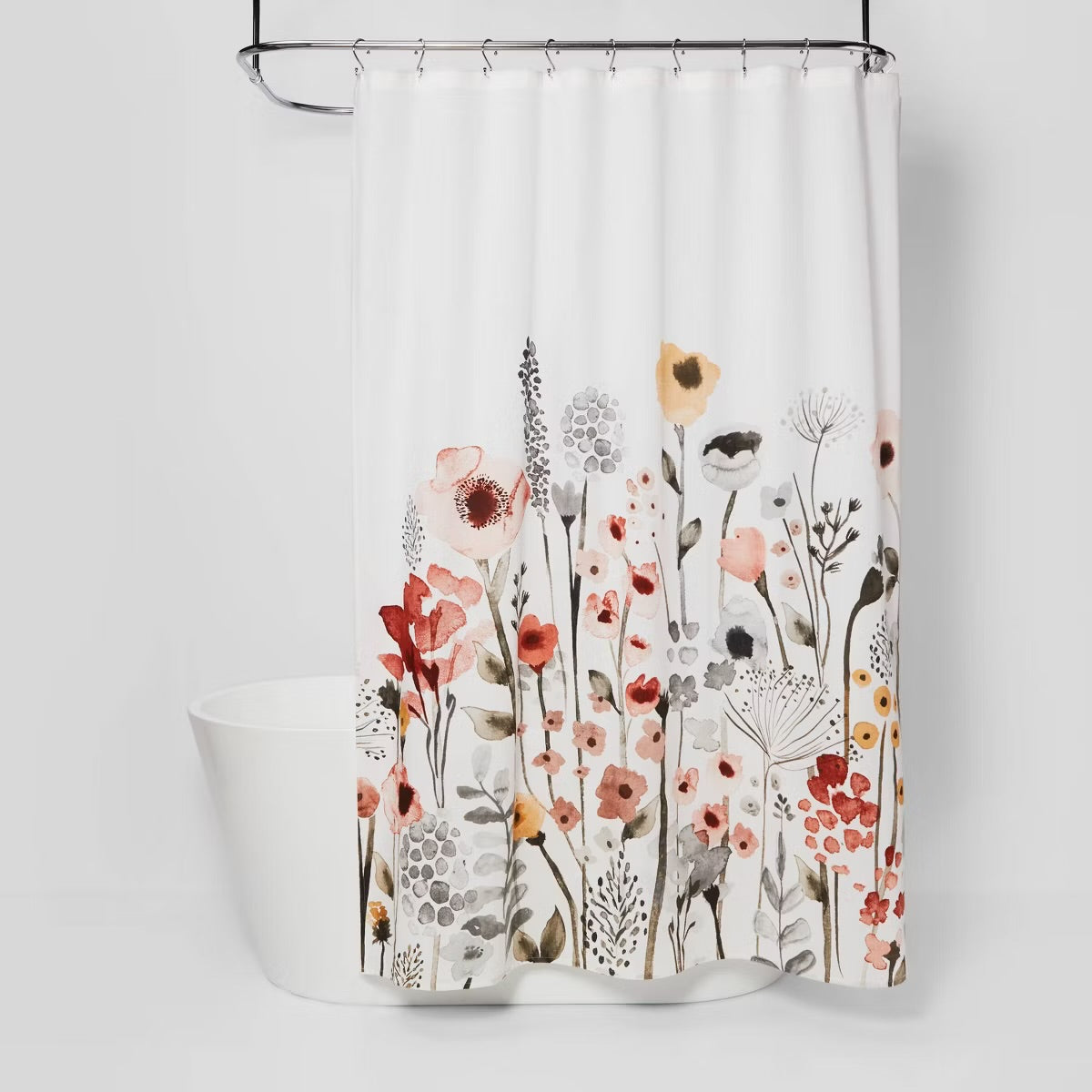 Floral Wave Shower Curtain White - Threshold