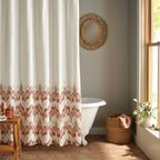13pc Coastal Abstract Shower Curtain Set Cream/Red - Threshold