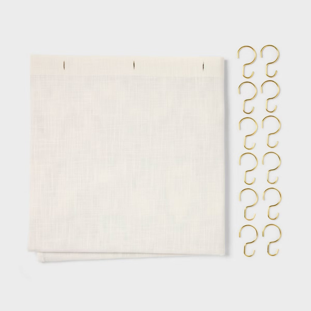 13pc Coastal Abstract Shower Curtain Set Cream/Red - Threshold