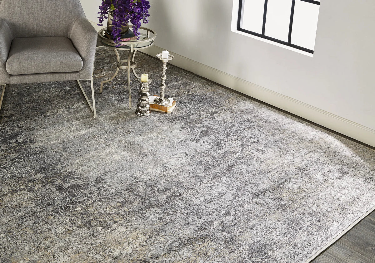 6’7” x 9’10” Feizy Sarrant Gray Area Rug