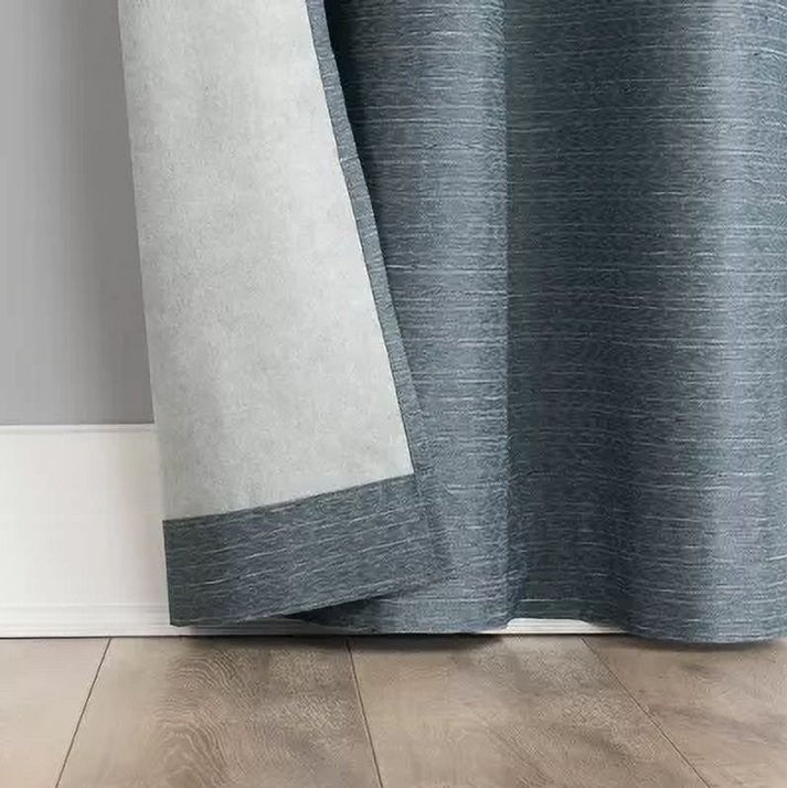 2pc 37"x63" Sun Zero Texture Thermal Blackout Grommet Curtain Panel Pair Navy Blue