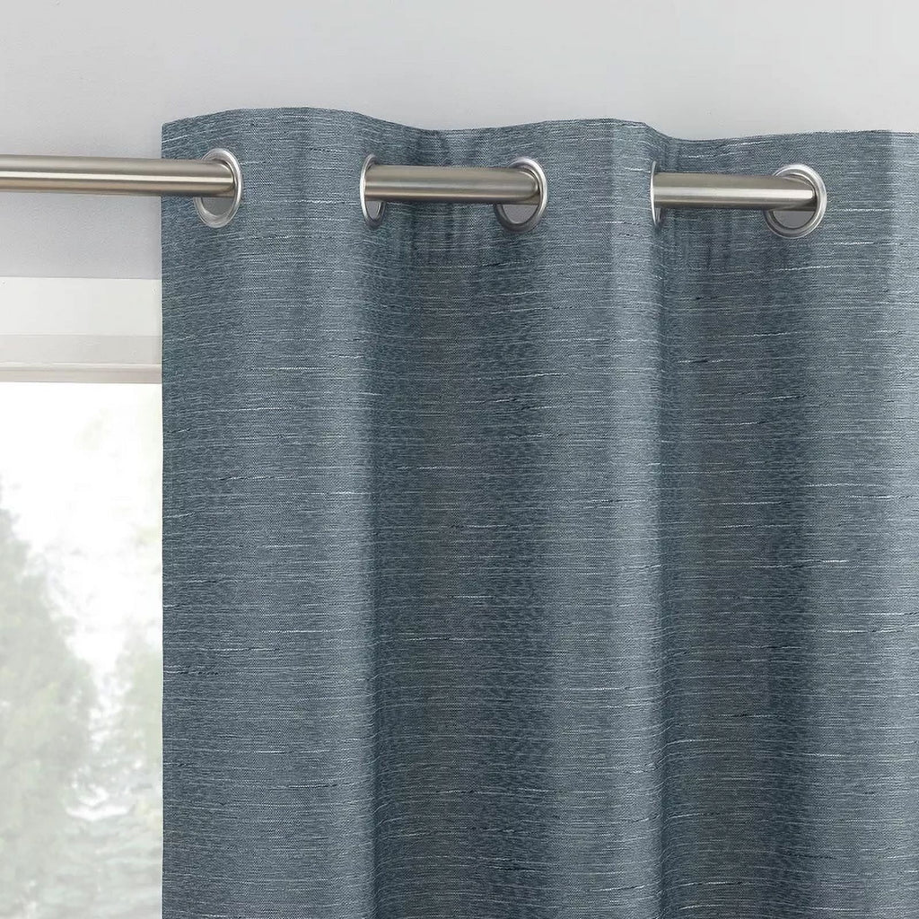 2pc 37"x63" Sun Zero Texture Thermal Blackout Grommet Curtain Panel Pair Navy Blue