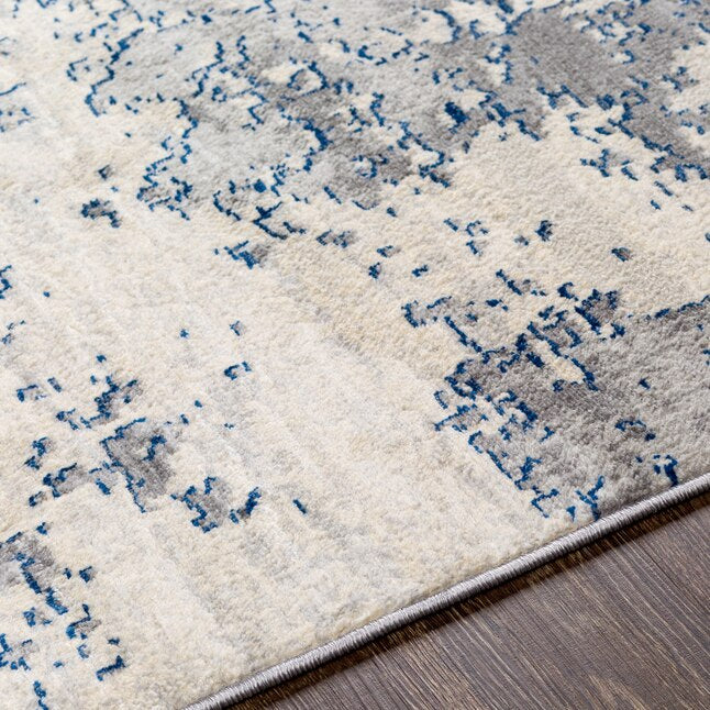 6’7” x 9’6” Monaco Gray/Blue Abstract Industrial Area Rug