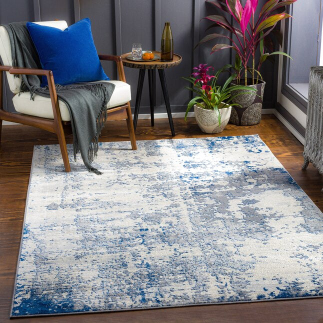 6’7” x 9’6” Monaco Gray/Blue Abstract Industrial Area Rug