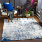 6’7” x 9’6” Monaco Gray/Blue Abstract Industrial Area Rug