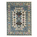 6” x 9” Beige Hand Knotted Wool Traditional Malayer Collection Rug