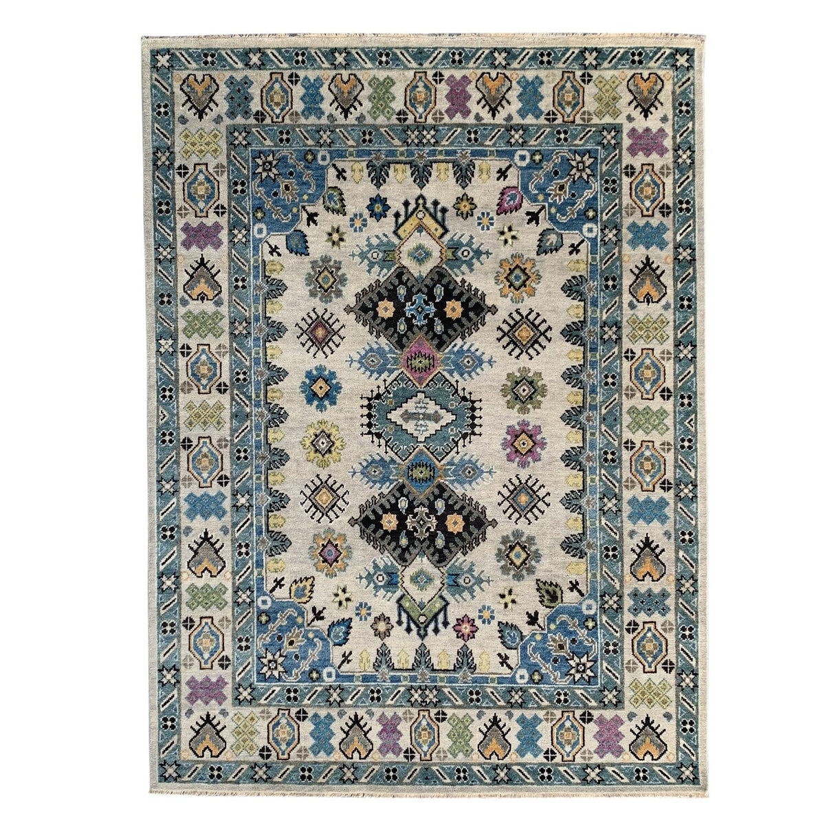 6” x 9” Beige Hand Knotted Wool Traditional Malayer Collection Rug