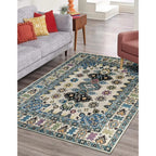 6” x 9” Beige Hand Knotted Wool Traditional Malayer Collection Rug