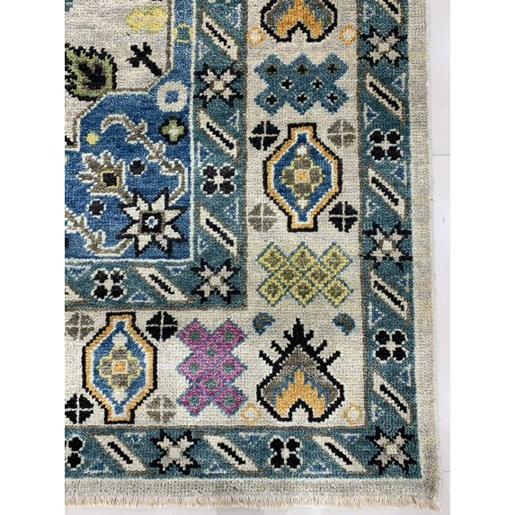 6” x 9” Beige Hand Knotted Wool Traditional Malayer Collection Rug