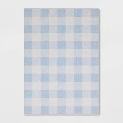 4'x5'6" Gingham Print Accent Rug Blue - Room Essentials