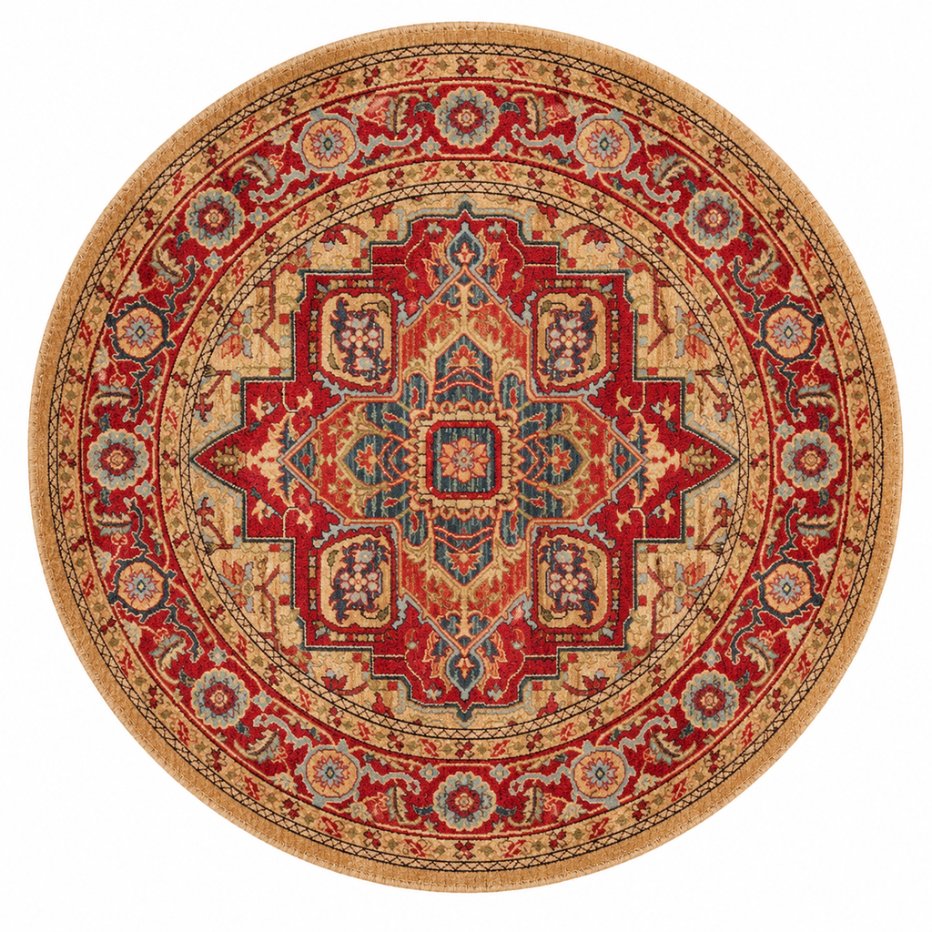 SAFAVIEH Mahal Collection Area Rug - 3' Round, Red & Natural, Traditional Oriental Design