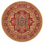 SAFAVIEH Mahal Collection Area Rug - 3' Round, Red & Natural, Traditional Oriental Design