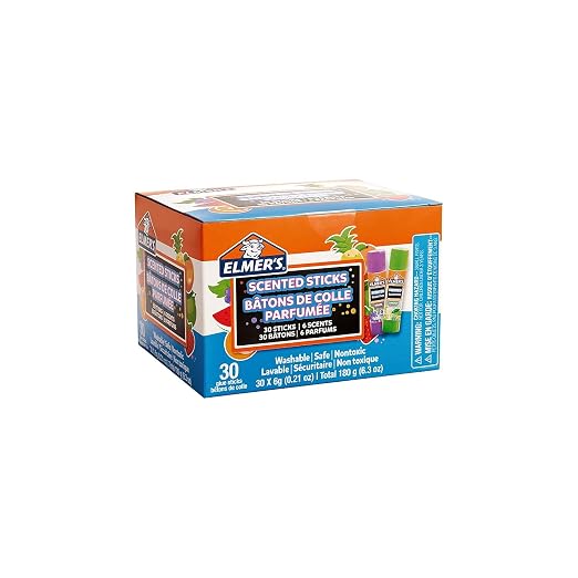 Elmer’s Scented Glue Sticks Washable Clear Assorted Scents 6 Grams 30 Count