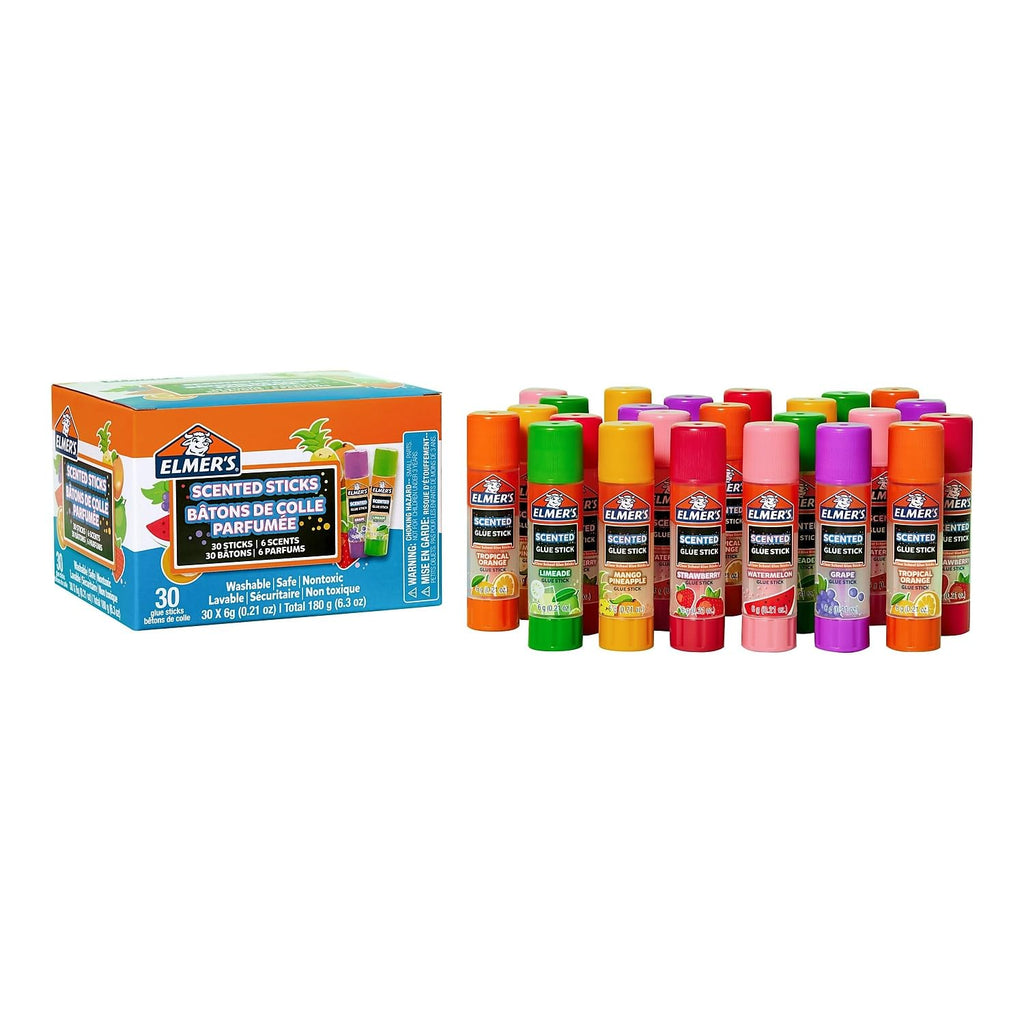 Elmer’s Scented Glue Sticks Washable Clear Assorted Scents 6 Grams 30 Count