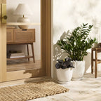 11.25" Stoneware Indoor/Outdoor Planter Pot with Saucer Cream - Hearth & Hand with Magnolia