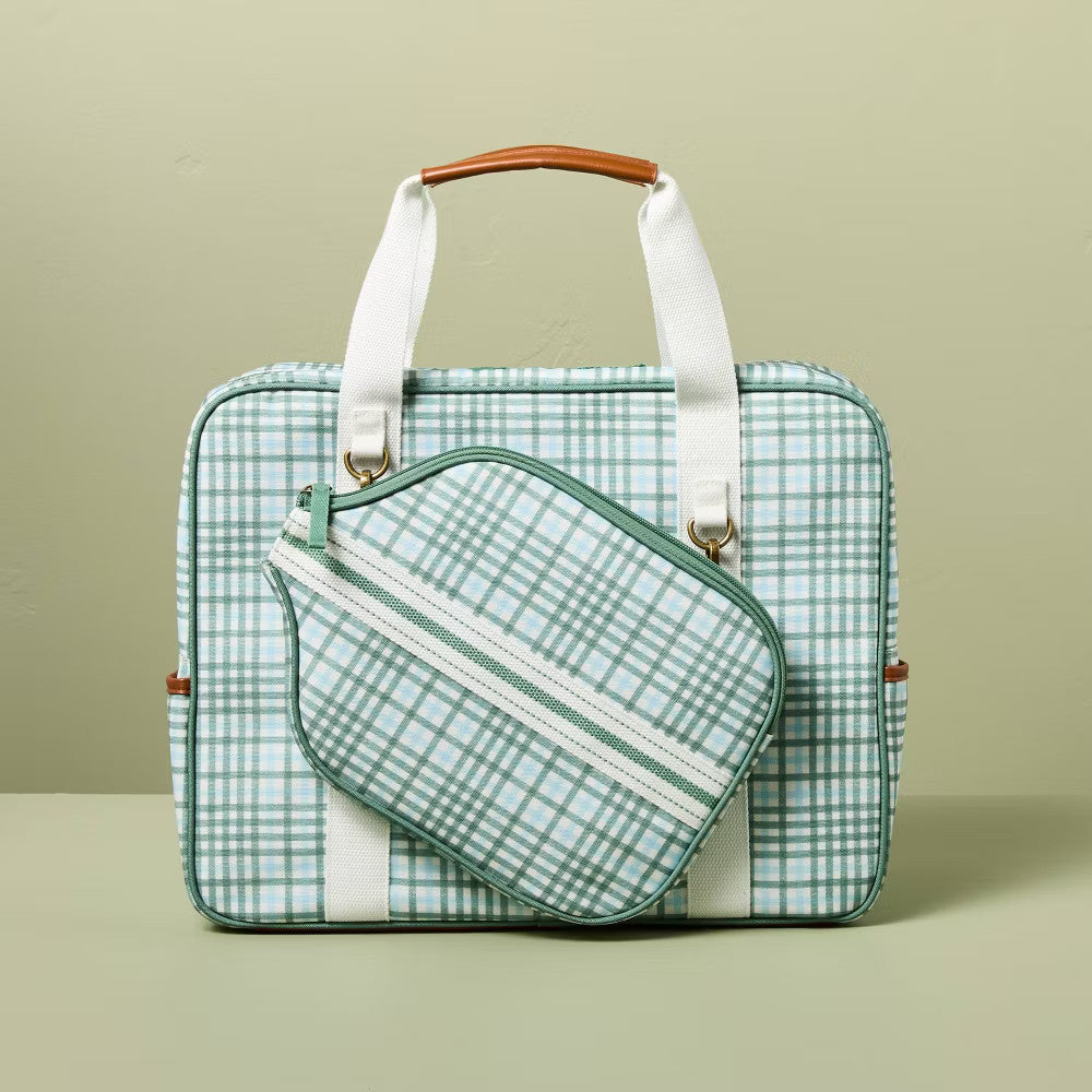 Plaid Pickleball Bag & Paddle Cover Set Green/Blue - Hearth & Hand with Magnolia