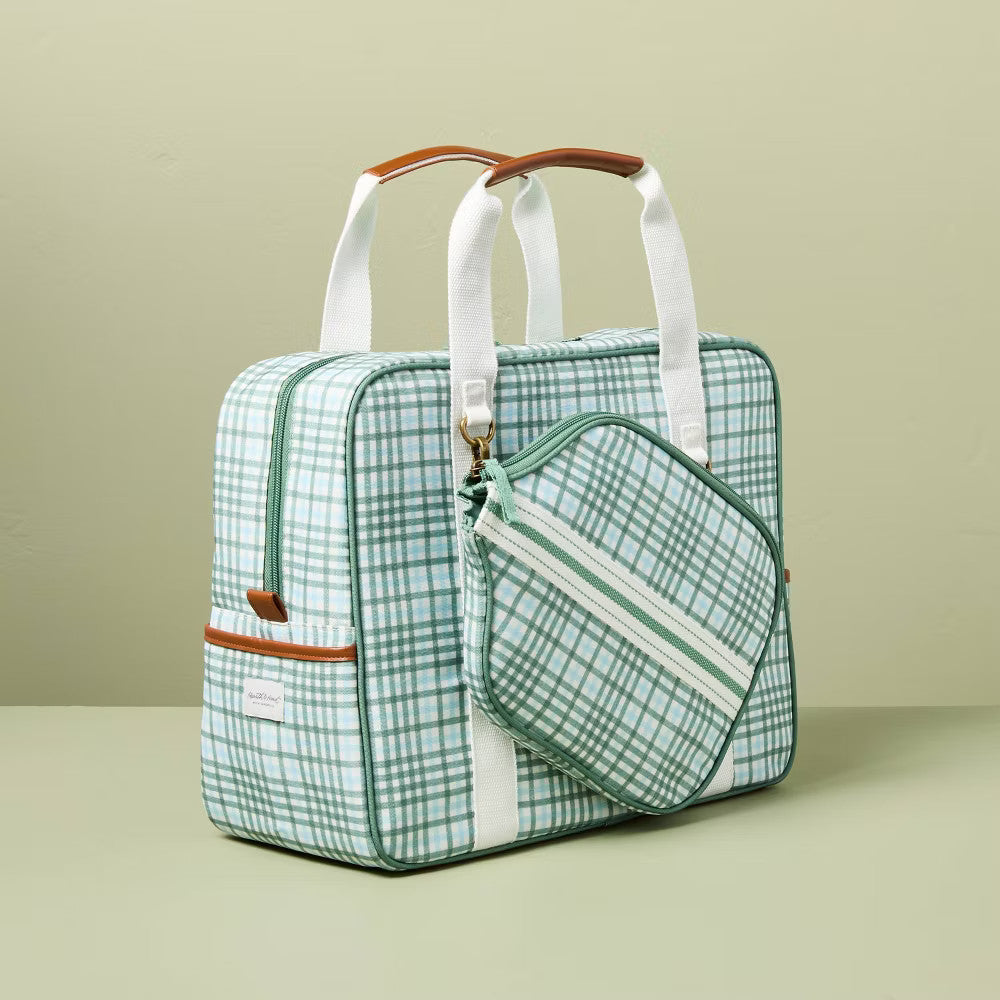 Plaid Pickleball Bag & Paddle Cover Set Green/Blue - Hearth & Hand with Magnolia