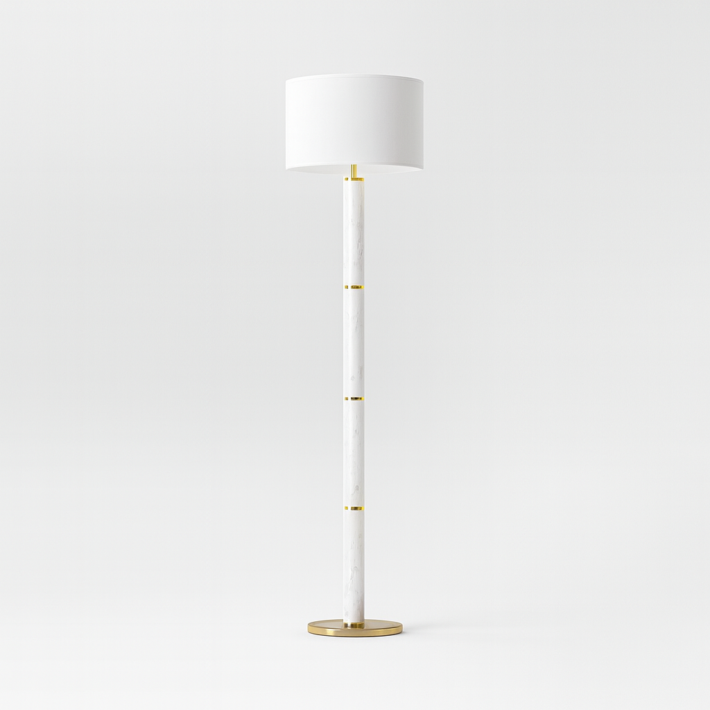 Faux Marble Stick Floor Lamp White - Threshold