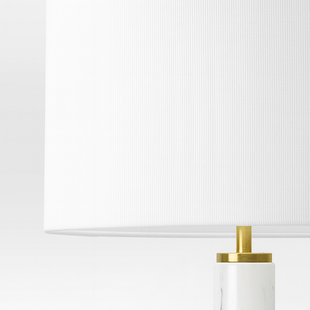 Threshold Floor Lamp With Marble Base – Gold Drum Shade, Open Box - Excellent Condition