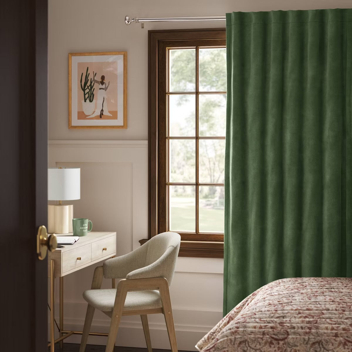 2pk 50"x63" Blackout Velvet Curtain Panels Green - Threshold