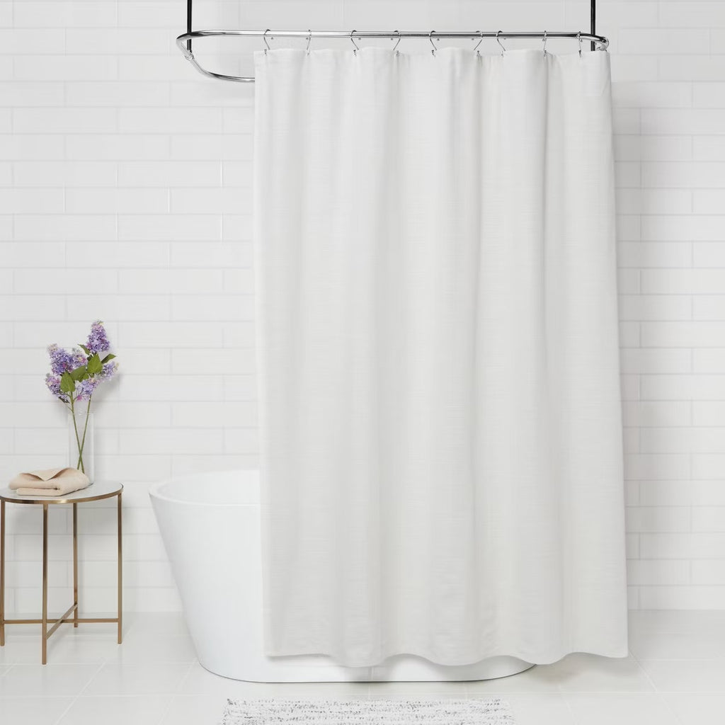 Subtle Striped Textured Shower Curtain Off-White - Threshold