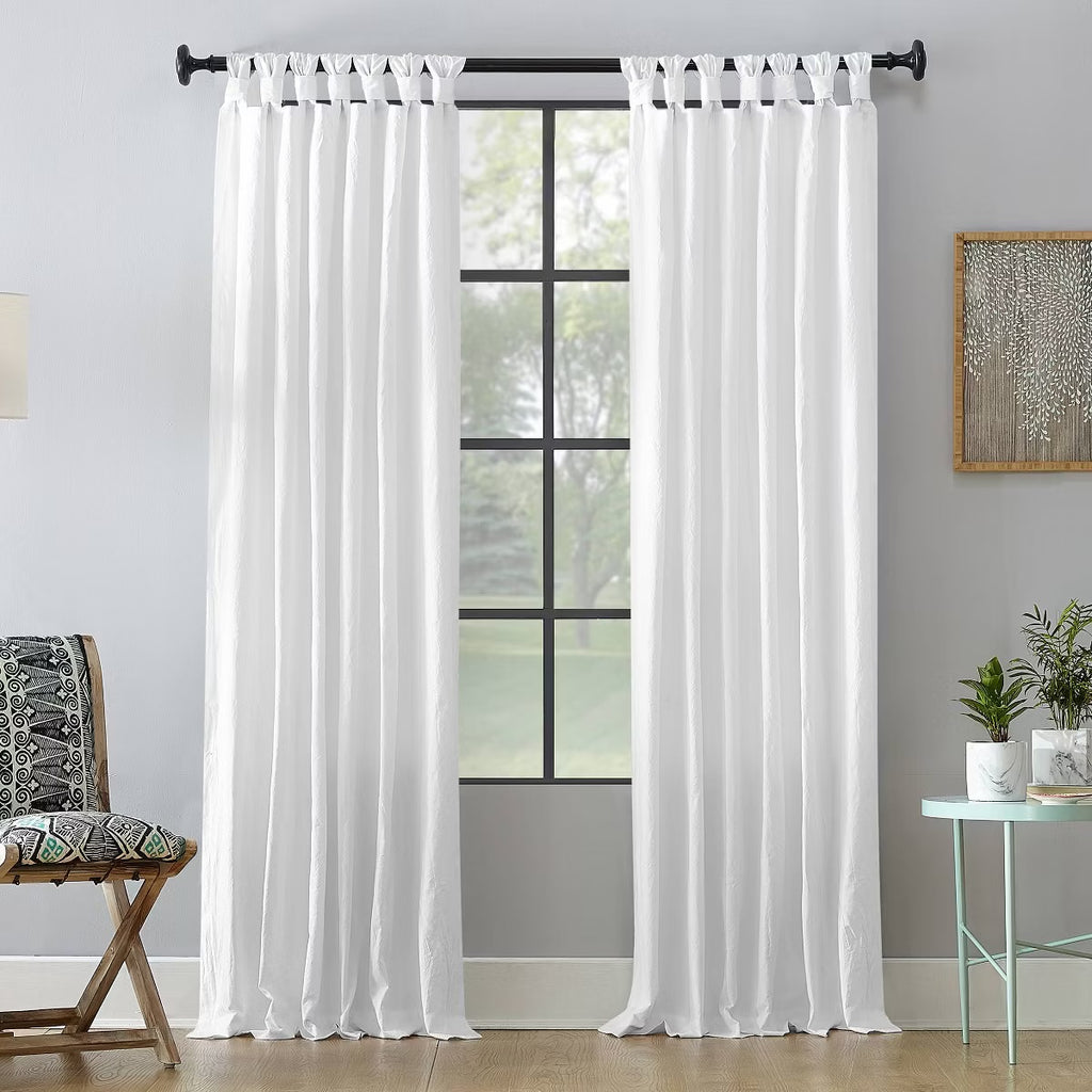 2PK 52"X63" Archaeo Light Filtering Washed Cotton Twist Tab Curtain Panel White
