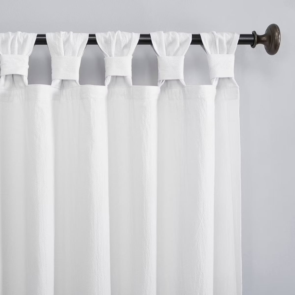 2PK 52"X63" Archaeo Light Filtering Washed Cotton Twist Tab Curtain Panel White