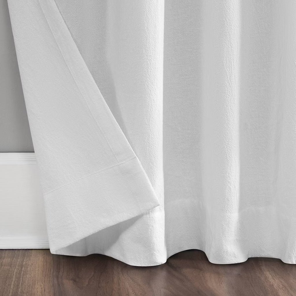 2PK 52"X63" Archaeo Light Filtering Washed Cotton Twist Tab Curtain Panel White