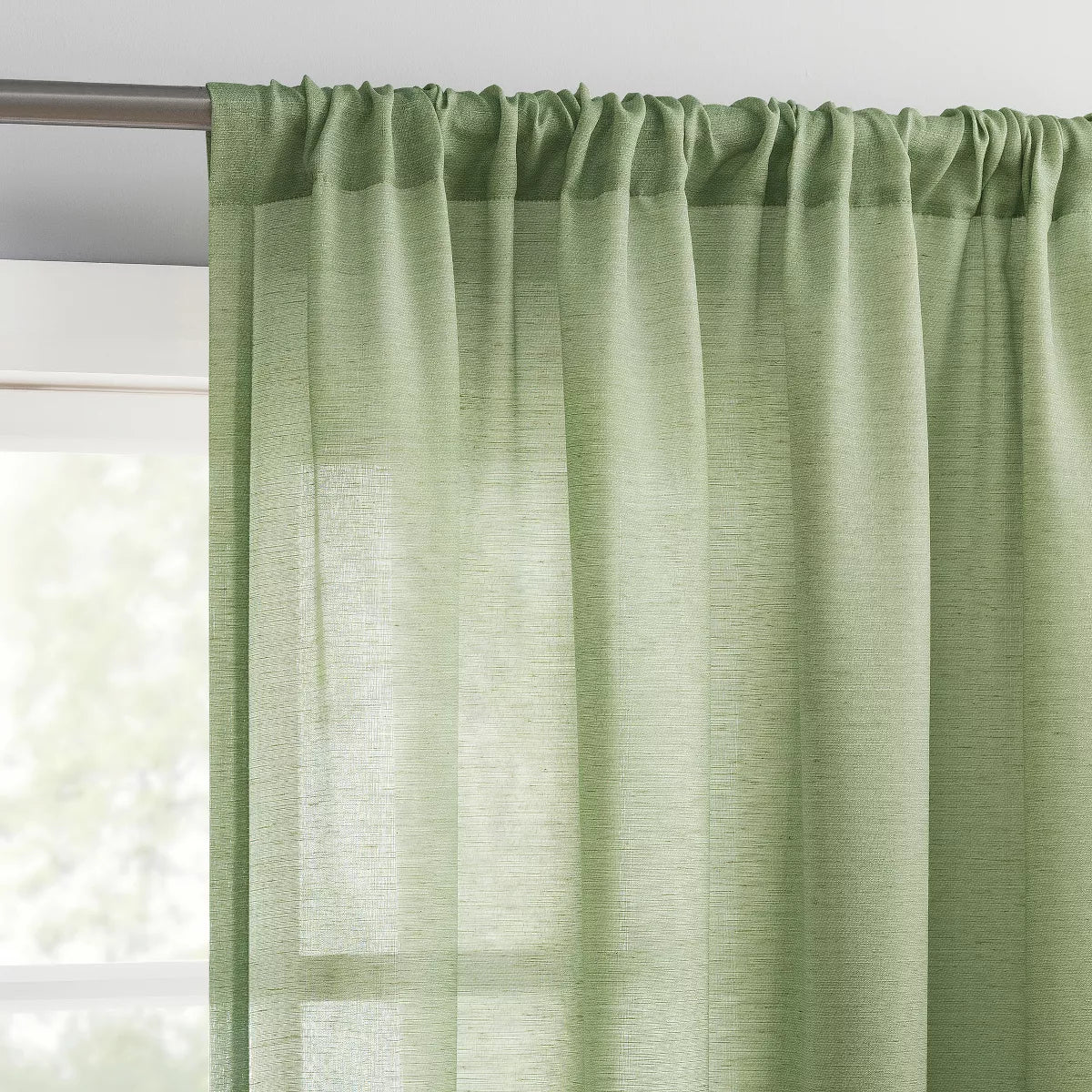54"x95" Light Filtering Semi-Sheer Amalfi Rod Pocket Curtain Panel Sage Green