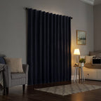 2PK 50"x84" Sun Zero 100% Blackout Velvet Noise Reducing Thermal Curtain Panel Dark Blue