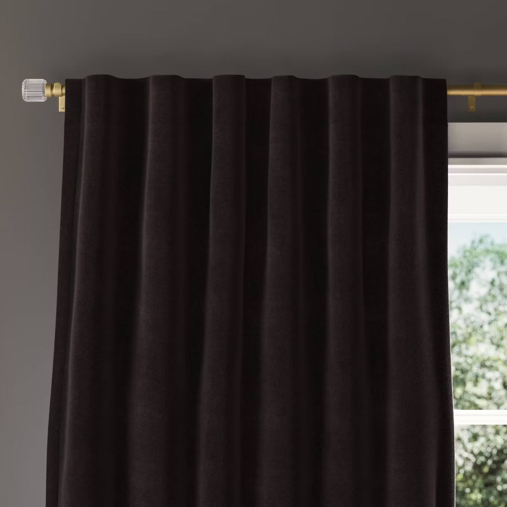 2pk 50"x63" Blackout Velvet Curtain Panels Black - Threshold