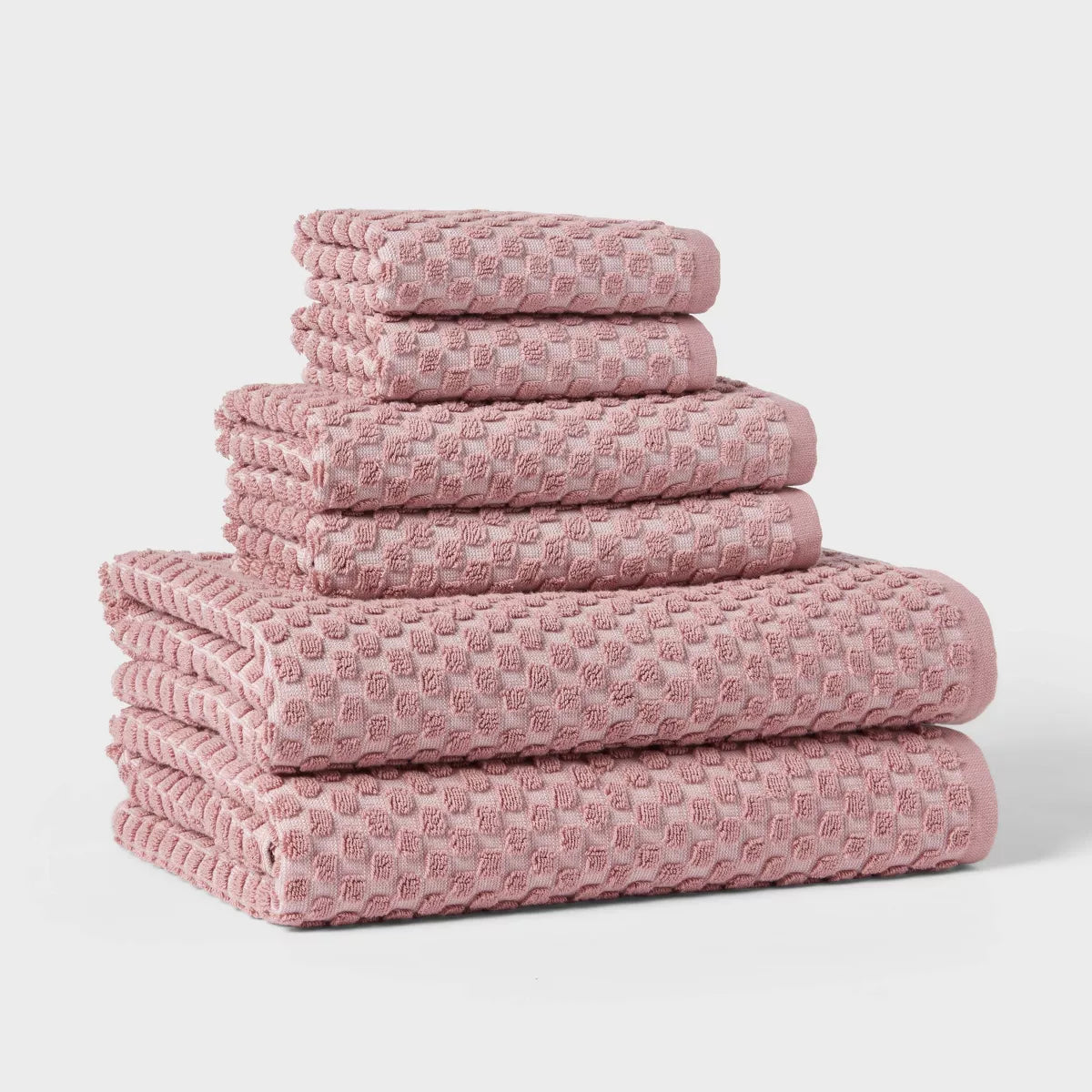 6pc Performance Plus Textured Dot Bath Towel Set Mauve - Threshold