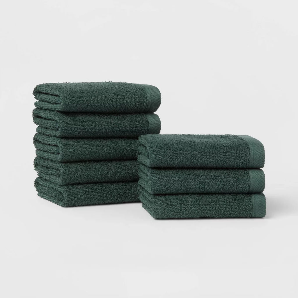 8pk Antimicrobial Washcloth Set Dark Green - Room Essentials