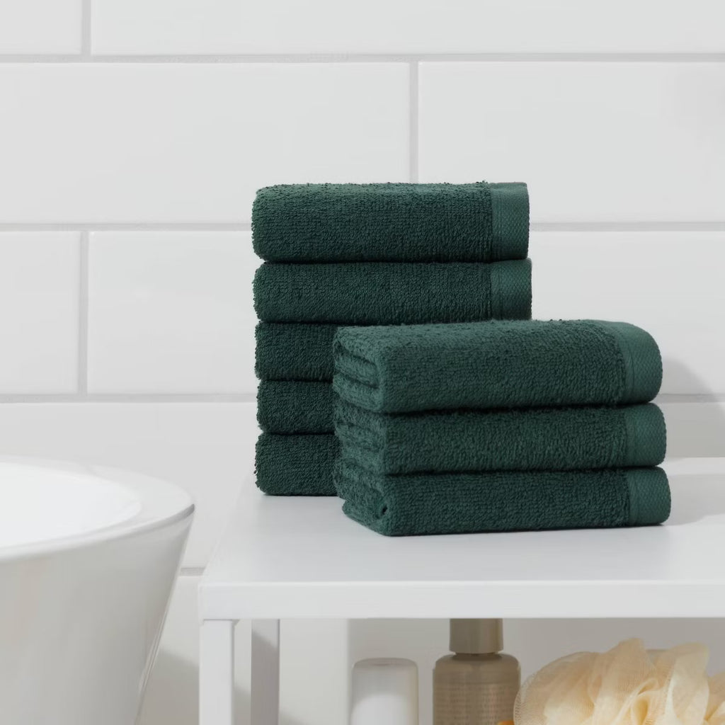 8pk Antimicrobial Washcloth Set Dark Green - Room Essentials